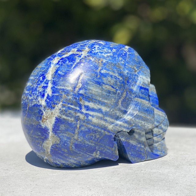 Natural Lapis Lazuli Hand Carved Skull - 4.26 lbs (5 x 3.5 x 4 inch) - Magick Magick.com