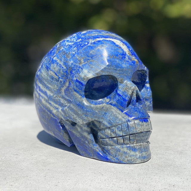 Natural Lapis Lazuli Hand Carved Skull - 4.26 lbs (5 x 3.5 x 4 inch) - Magick Magick.com