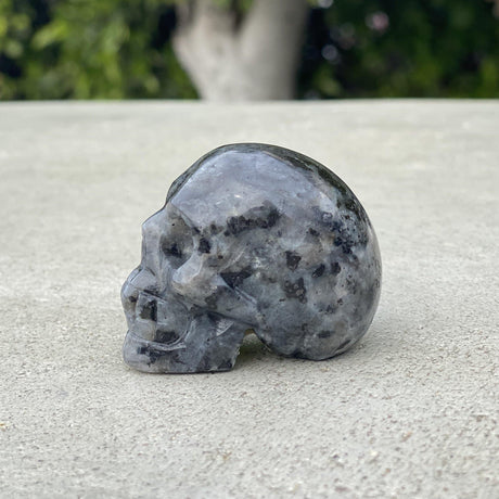 Natural Larvikite Hand Carved Small Skull A - .18 lbs (2 x 1.25 x 1.5 inches) - Magick Magick.com