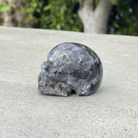 Natural Larvikite Hand Carved Small Skull C - .22 lbs (2 x 1.35 x 1.5 inches) - Magick Magick.com