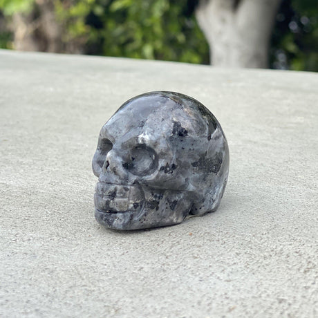 Natural Larvikite Hand Carved Small Skull C - .22 lbs (2 x 1.35 x 1.5 inches) - Magick Magick.com