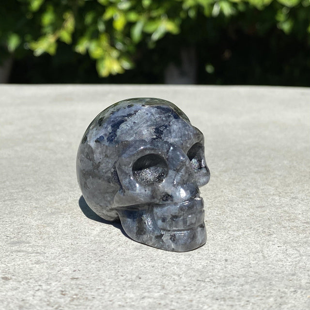 Natural Larvikite Hand Carved Small Skull - .18 lbs (2 x 1.25 x 1.5 inches) - Magick Magick.com