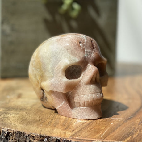 Natural 2.8 Thousand Eye Bodhi Seed Carved Crystal Skull