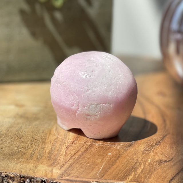 Natural Pink Aragonite Hand Carved Crystal Alien Head - .78 lbs (2.5 x 2.5 x 2.5 inch) - Magick Magick.com