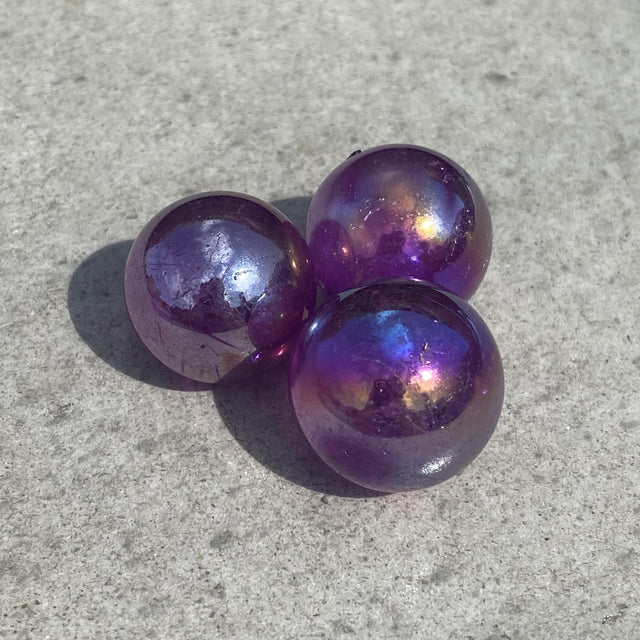 Natural Purple Aura Quartz Mini Sphere Set 15 - .12 lbs (Approx 1 inch) - Magick Magick.com