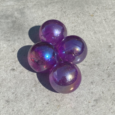 Natural Purple Aura Quartz Mini Sphere Set 34 - .16 lbs (Approx 1 inch) - Magick Magick.com