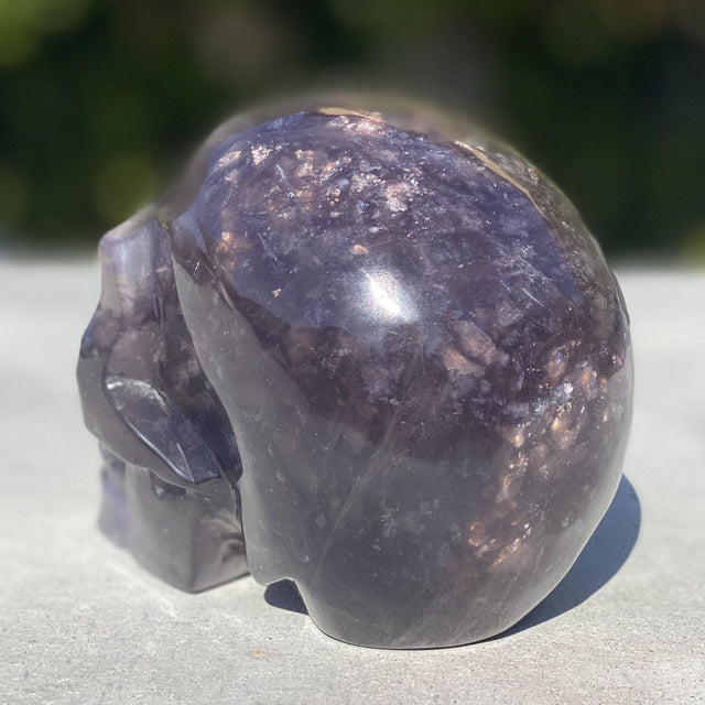 Natural Purple Fluorite Hand Carved Skull - 2.44 lbs (4.5 x 3 x 3.5) - Magick Magick.com
