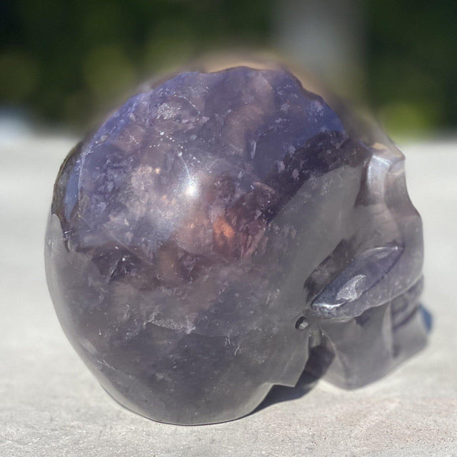 Natural Purple Fluorite Hand Carved Skull - 2.44 lbs (4.5 x 3 x 3.5) - Magick Magick.com