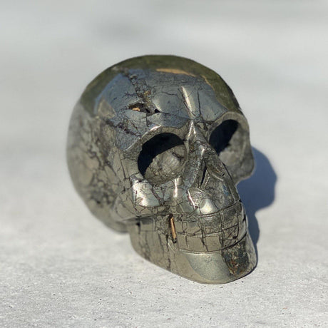 Natural Pyrite Hand Carved Skull - .84 lbs (3 x 2 x 2.5 inch) - Magick Magick.com