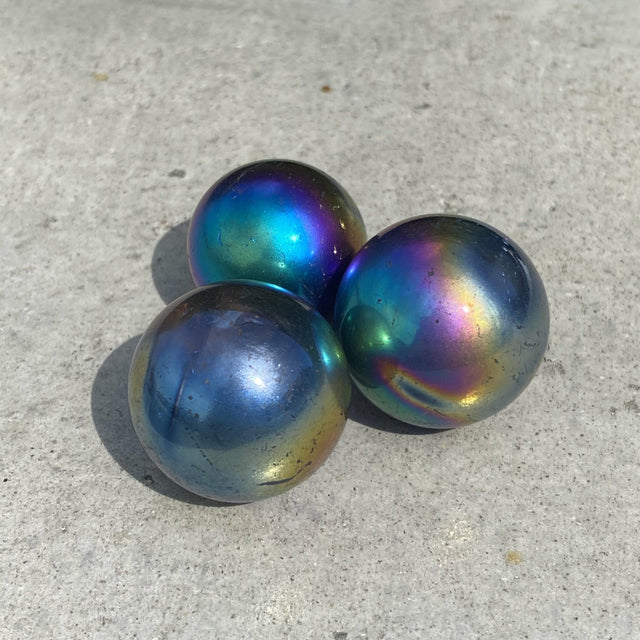 Natural Rainbow Aura Quartz Mini Sphere Set 18 - .20 lbs (Approx 1.25 inch) - Magick Magick.com