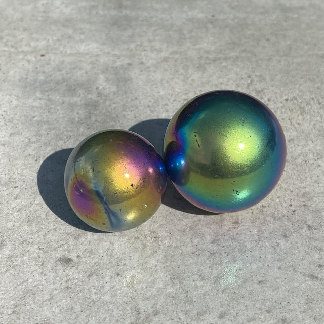 Natural Rainbow Aura Quartz Mini Sphere Set 28 - .12 lbs (Approx 1.25 inch) - Magick Magick.com