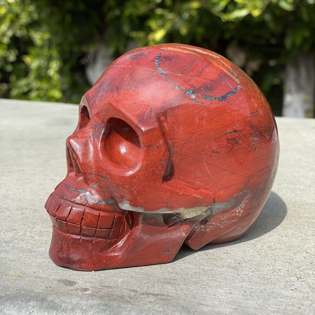 Natural Red Jasper Hand Carved Skull - 2.46 lbs (4.5 x 3 x 3.5 inches) - Magick Magick.com