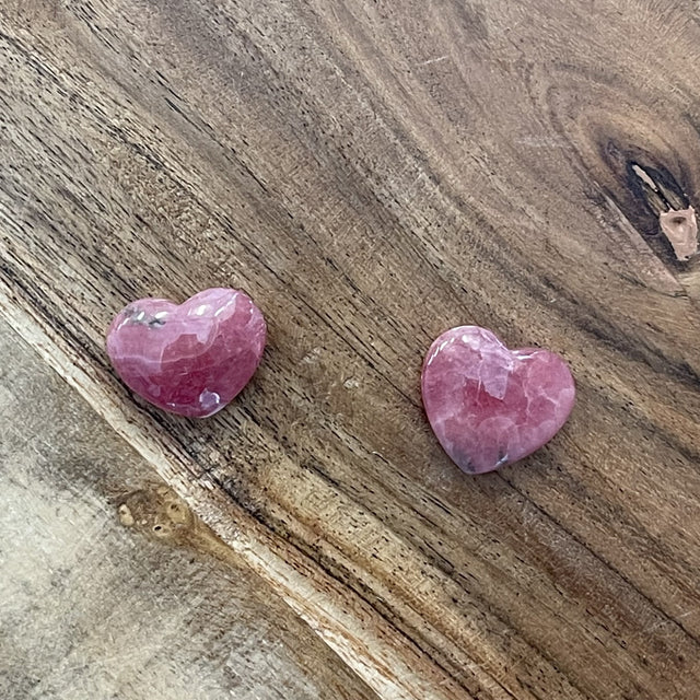 Natural Rhodochrosite Hand Carved Crystal Small Heart - .5 inch - Magick Magick.com