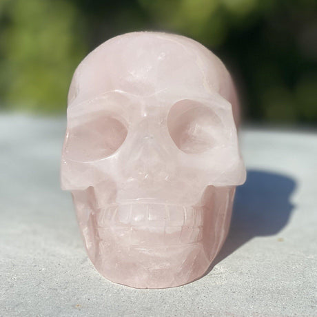 Natural Rose Quartz Hand Carved Skull - 2.04 lbs (4 x 3 x 3.5 inch) - Magick Magick.com