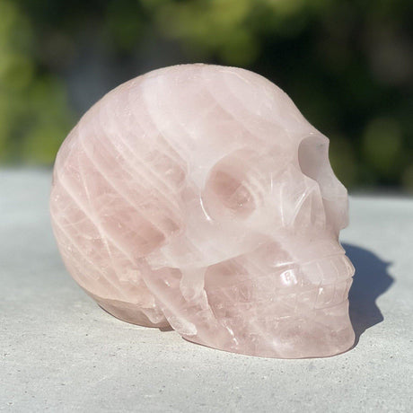 Natural Rose Quartz Hand Carved Skull - 2.04 lbs (4 x 3 x 3.5 inch) - Magick Magick.com