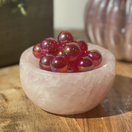 Natural Ruby Aura Quartz Mini Sphere - 20+ mm - Magick Magick.com
