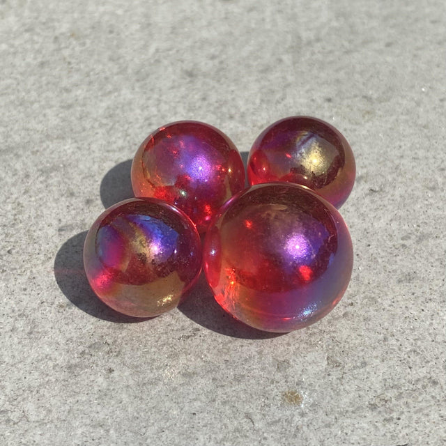 Natural Ruby Aura Quartz Mini Sphere Set 3 - .10 lbs (Approx .75 inch) - Magick Magick.com
