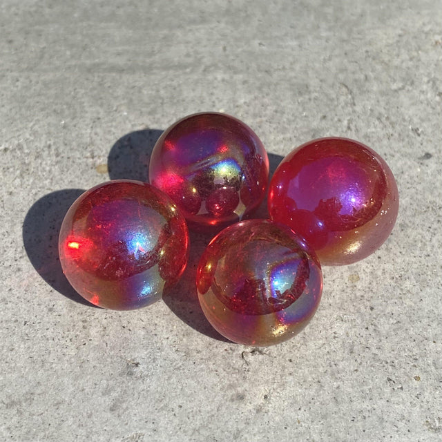 Natural Ruby Aura Quartz Mini Sphere Set 37 - .10 lbs (Approx .75 inch) - Magick Magick.com