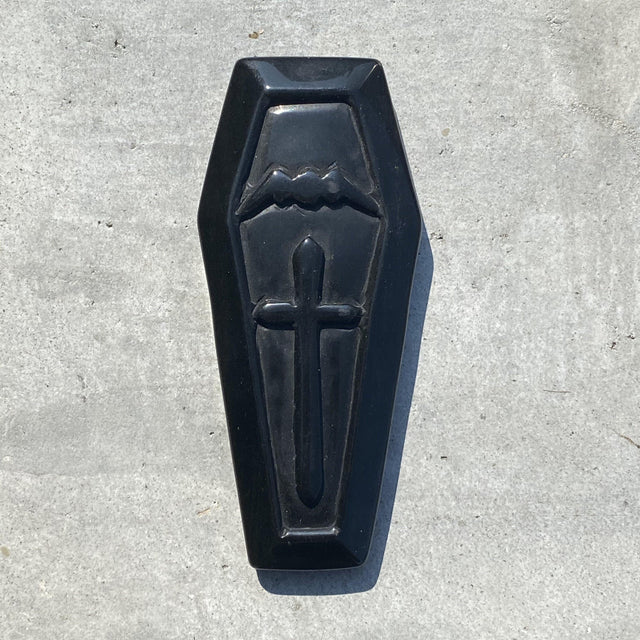 Natural Silver Obsidian Hand Carved Tombstone Coffin - .24 lbs (4.5 x 2 x .25 lbs) - Magick Magick.com