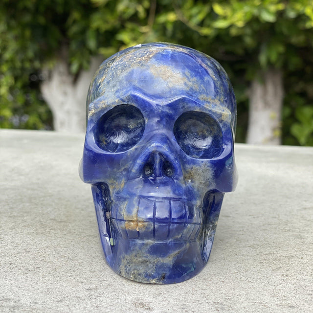 Natural Sodalite Hand Carved Skull - 2.20 lbs (4.5 x 3 x 3.5 inches) - Magick Magick.com