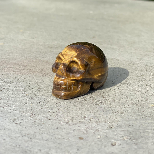 Natural Tiger's Eye Hand Carved Small Skull - .08 lbs (1.5 x 1 x 1 inches) - Magick Magick.com