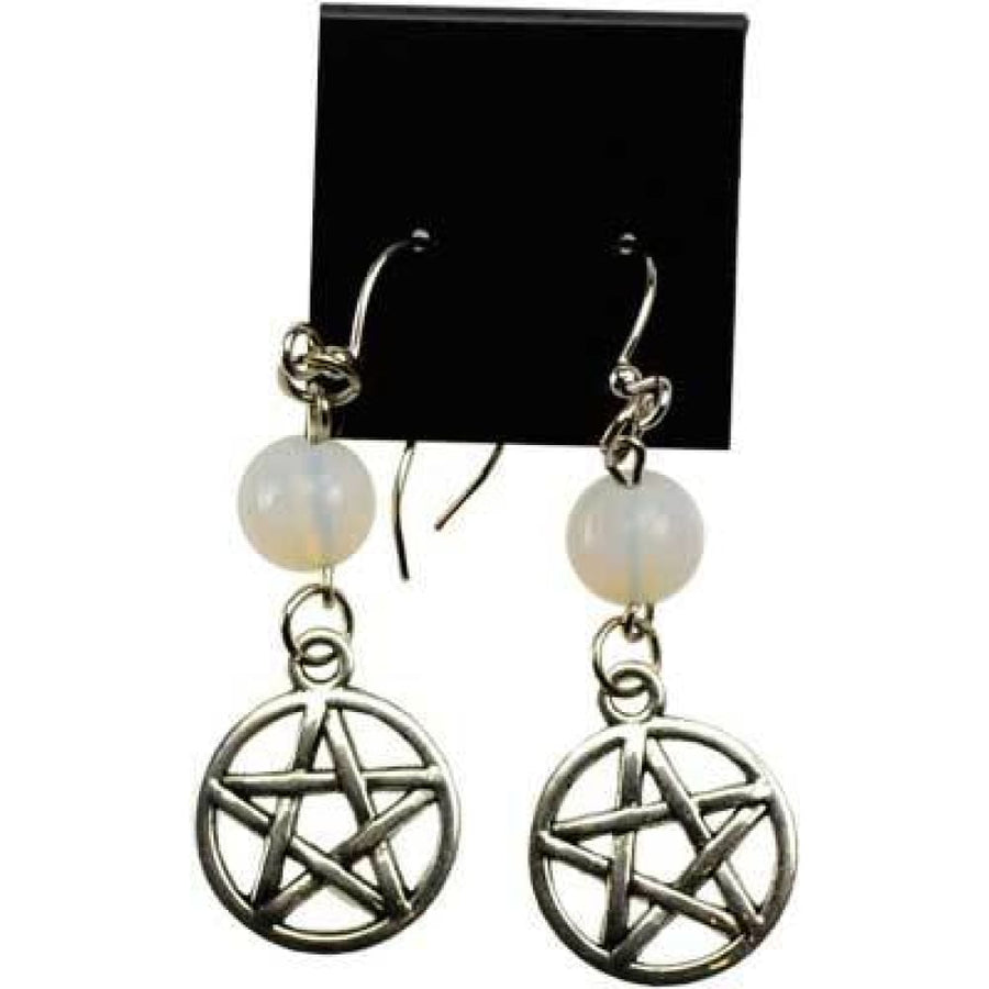 Opalite Pentagram Earrings - Magick Magick.com