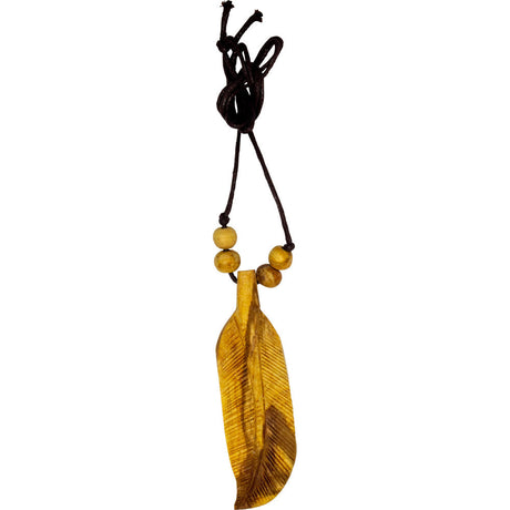 Palo Santo Wood Necklace with Black Cord - Feather - Magick Magick.com