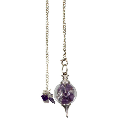 Pendulum Glass Sephoroton - Amethyst & Crystal Chips - Healing - Magick Magick.com
