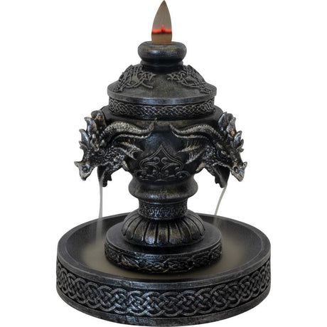 Polyresin Backflow Incense Burner - Celtic Triple Dragon Head - Magick Magick.com