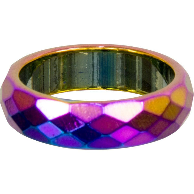 Rainbow Hematite Ring Faceted Band - Magnetic (Pack of 50) - Magick Magick.com