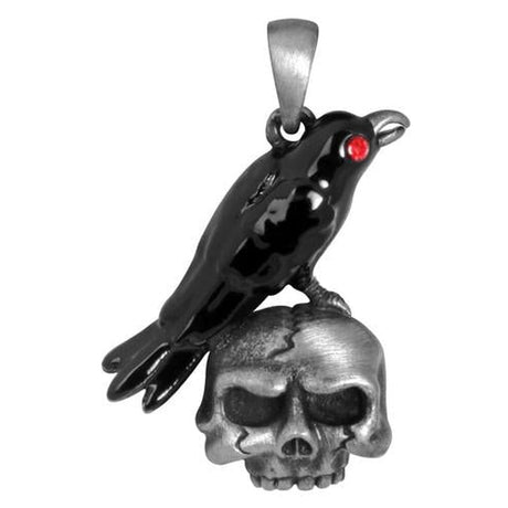 Raven On Skull Pendant - Magick Magick.com