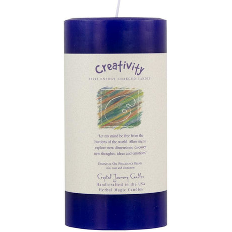 Reiki Charged Herbal 3" x 6" Pillar Candle - Creativity - Magick Magick.com