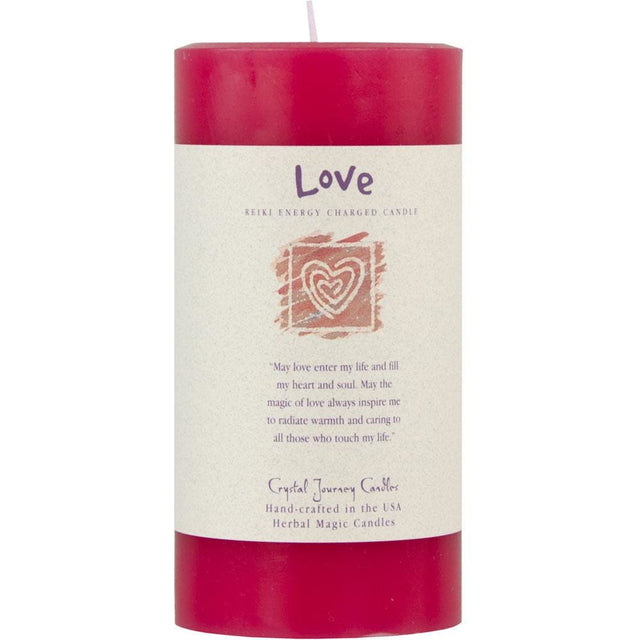 Reiki Charged Herbal 3" x 6" Pillar Candle - Love - Magick Magick.com