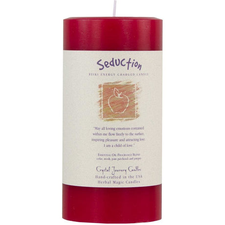 Reiki Charged Herbal 3" x 6" Pillar Candle - Seduction - Magick Magick.com