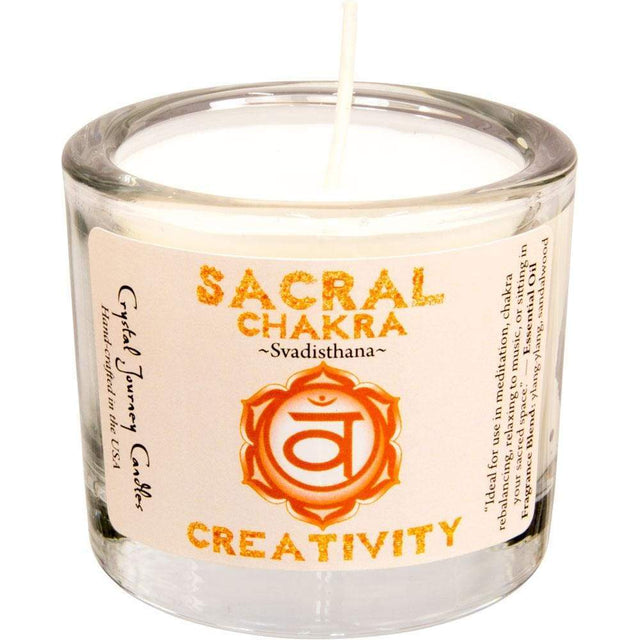 Reiki Charged Soy Herbal Filled Votive Candle - Sacral Chakra - Magick Magick.com