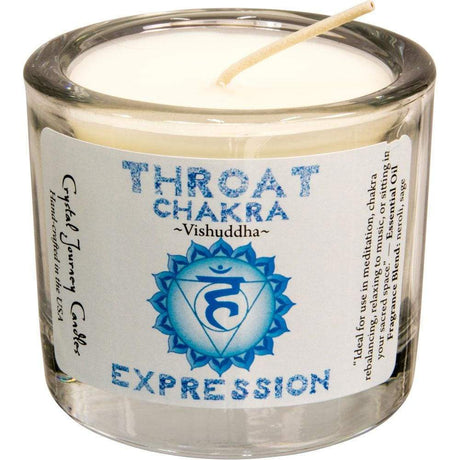 Reiki Charged Soy Herbal Filled Votive Candle - Throat Chakra - Magick Magick.com
