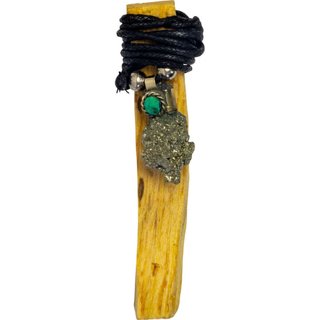 Rough Pendant Necklace & Palo Santo Stick - Pyrite with Chrysocolla - Magick Magick.com