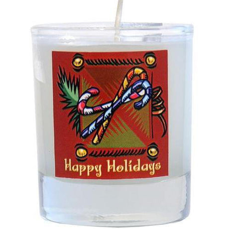 Soy Filled Votive Candle Holders - Candy Cane/Peppermint - Magick Magick.com