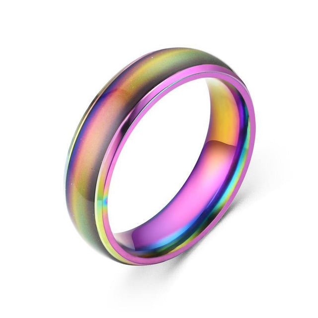 Stainless Steel Mood Ring in Rainbow - Magick Magick.com
