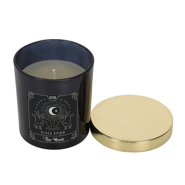 Tarot Series Glass Jar Candles - The Moon - Black Opium - Magick Magick.com