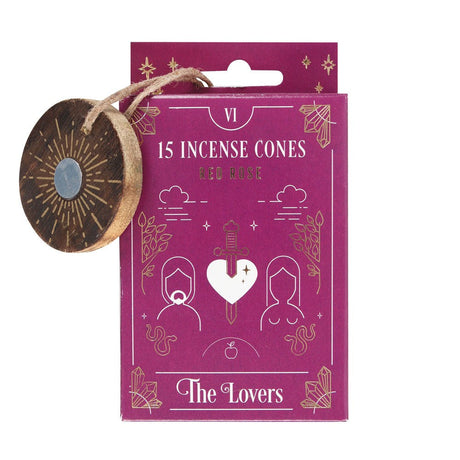 Tarot Series Incense Cones - The Lovers - Red Rose (Pack of 15) - Magick Magick.com