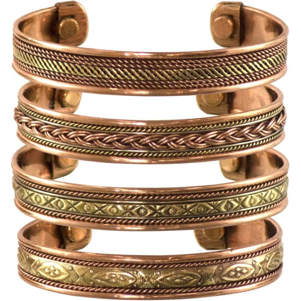 Tibetan Copper Bracelet Magnetic - India Pattern (Set of 4) - Magick Magick.com