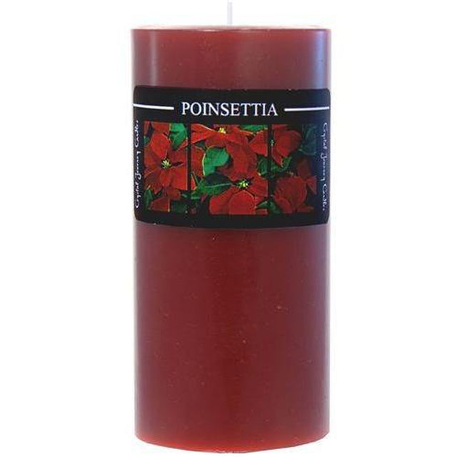 Traditional 3" x 6" Pillar Candle - Poinsettia - Magick Magick.com