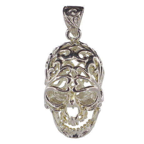 Tumbled Stone Skull Cage Pendant - Silver - Magick Magick.com