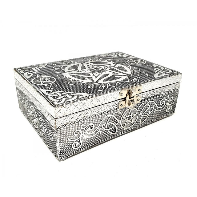 White Metal Lined Box - Pentacle - Magick Magick.com
