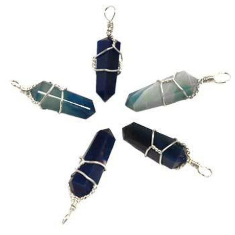 Wire Wrapped Point Pendant - Blue Onyx - Magick Magick.com