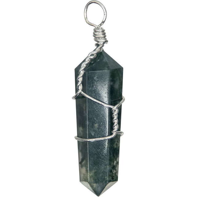 Wire Wrapped Point Pendant - Moss Agate - Magick Magick.com