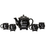 Witches Brew Ceramic Tea Pot with Mugs (Set of 5) - Magick Magick.com