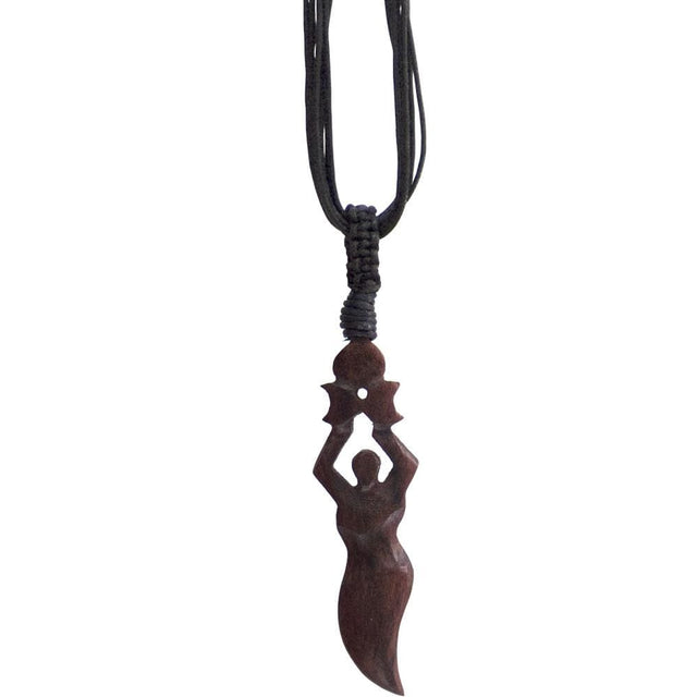 Wood Pendant with Black Cord - Goddess - Magick Magick.com